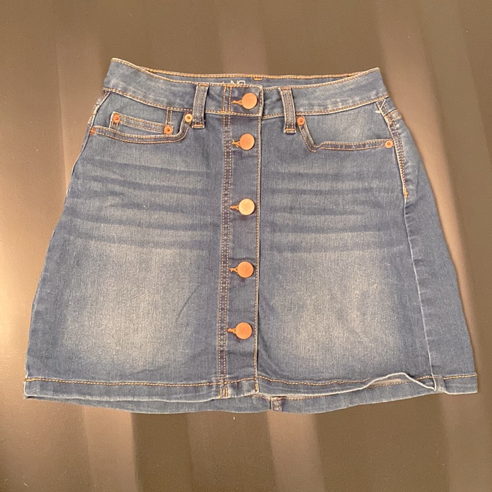 High Rise Super Stretch Copper button down jean skirt